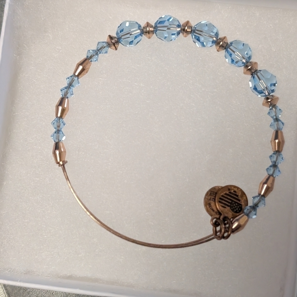 Alex and Ani Blue and Gold Dainty Bracelet (EUC)